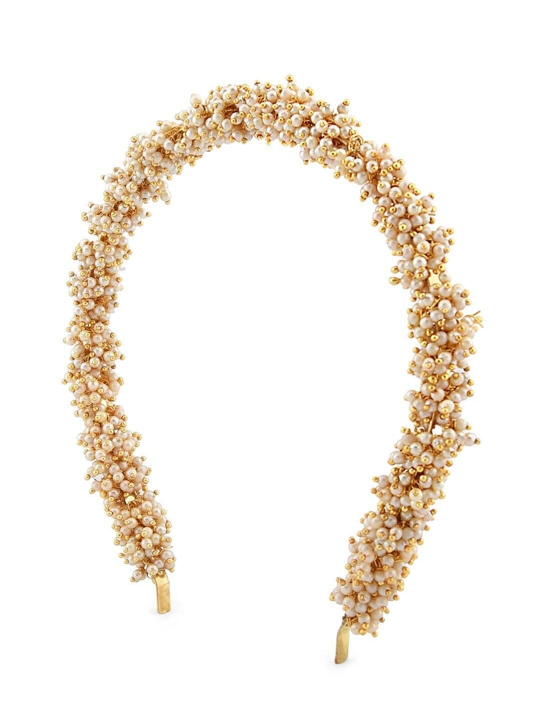 Women Gold-Toned & White Beaded Hairband