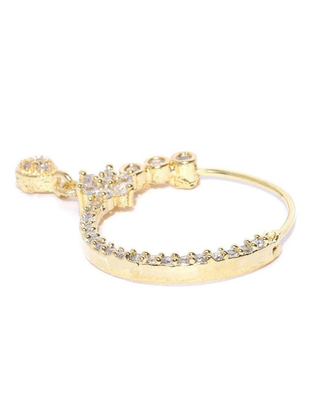 Gold-Plated White American Diamond -Studded Nose Ring