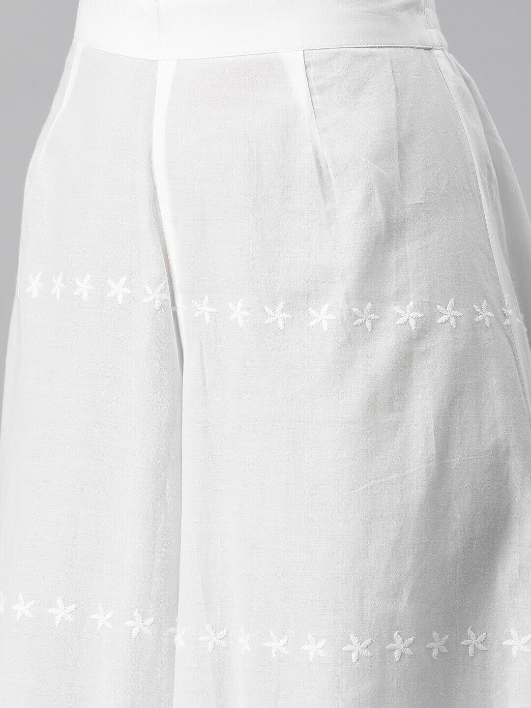 Women Kurta Set - White Embroidered Eid Diwali Bollywood Kurta with Palazzos