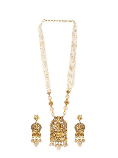 Indian Wedding Bridal Bollywood Jewelry Gold-Plated Beaded Temple Jewellery Set