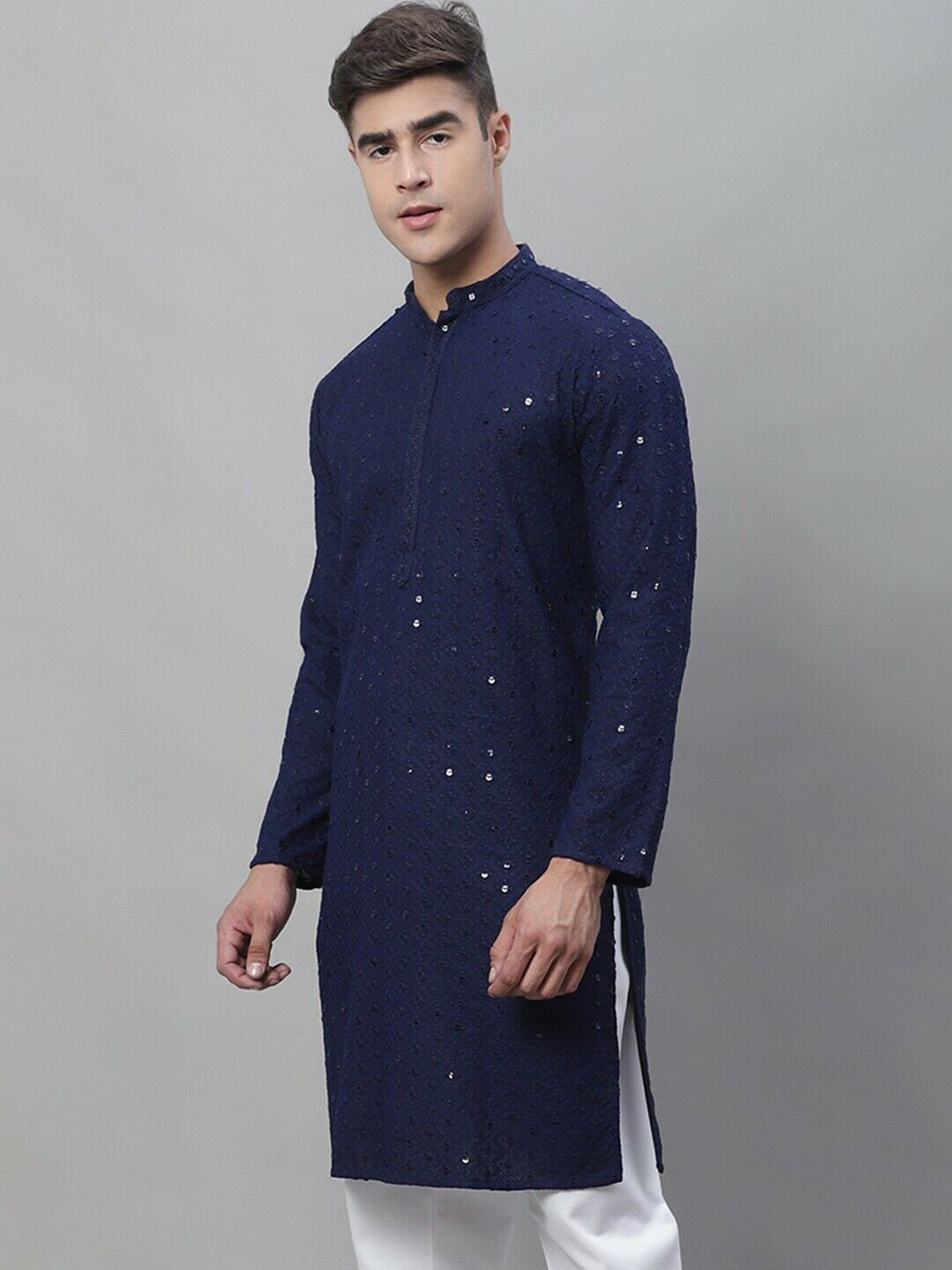 Men Kurta - Ethnic Motifs Embroidered Festive Indian Diwali Eid Cotton Kurta