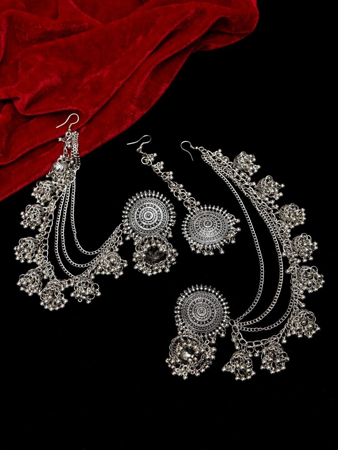 Indian Jewelry Oxidised Silver-Plated Bridal Wedding Bollywood Jewellery Set