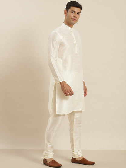 Men’s Classic White Kurta Set with Churidar & Nehru Jacket – Timeless Ethnic Ensemble