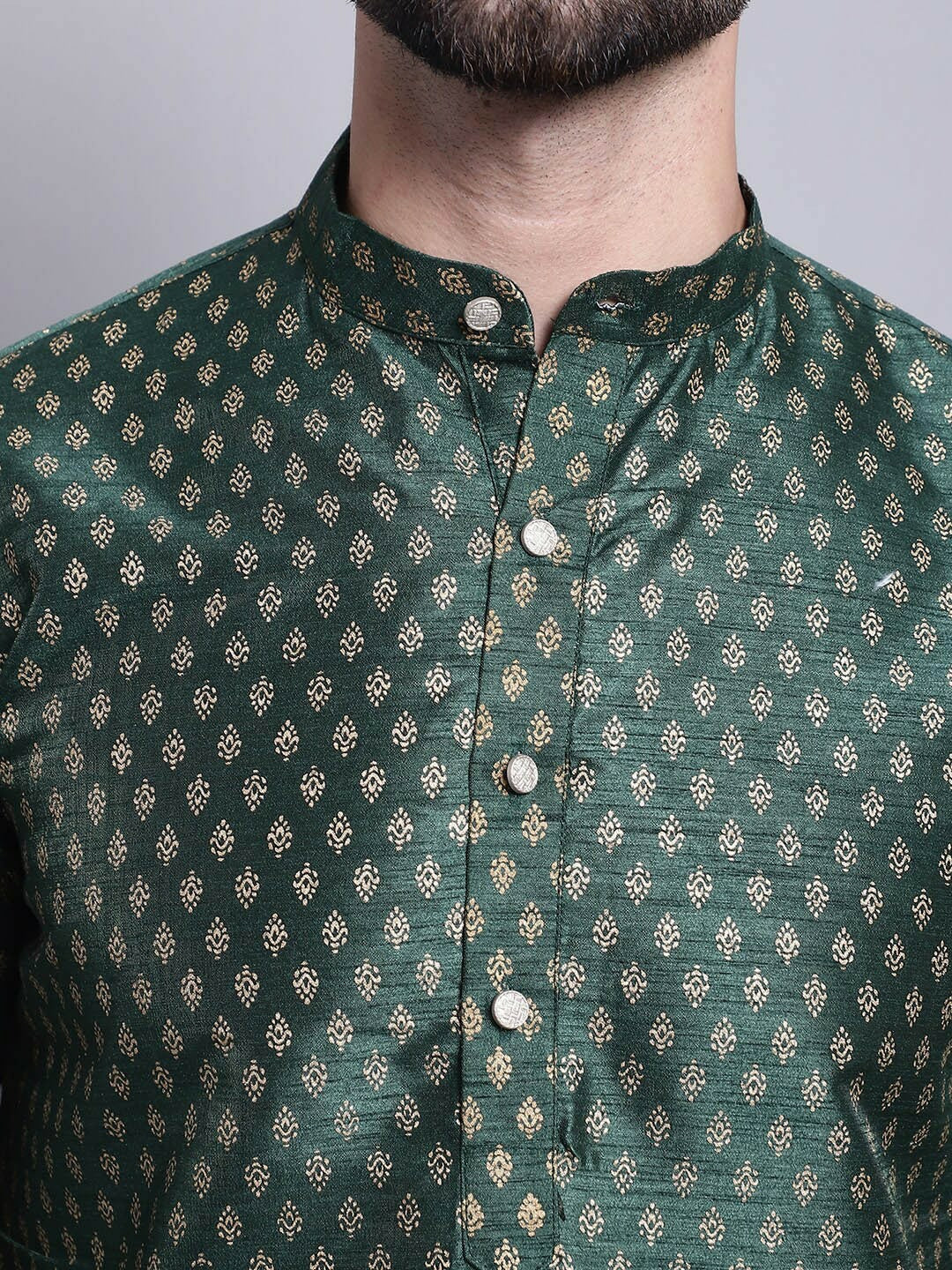 Men’s Paisley Woven Design Kurta Set with Churidar – Timeless Ethnic Ensemble