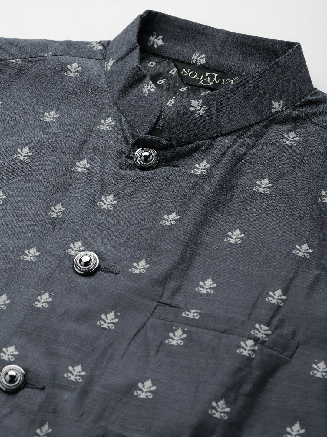 Men’s Grey Kurta Set with Churidar & Nehru Jacket – Sophisticated Traditional Ensemble