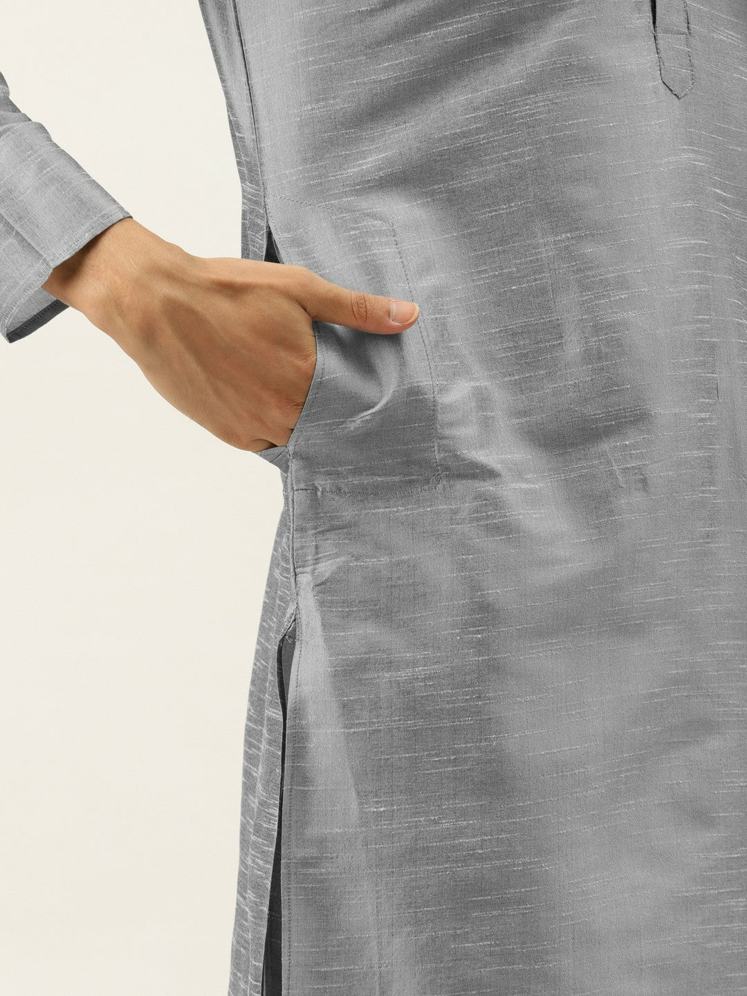 Men’s Grey Kurta Set with Churidar & Nehru Jacket – Sophisticated Traditional Ensemble