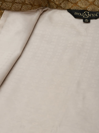 Graceful Pink Festive Kurta Set for Men with Cotton Pyjamas & Textured Jacket | Indiaista