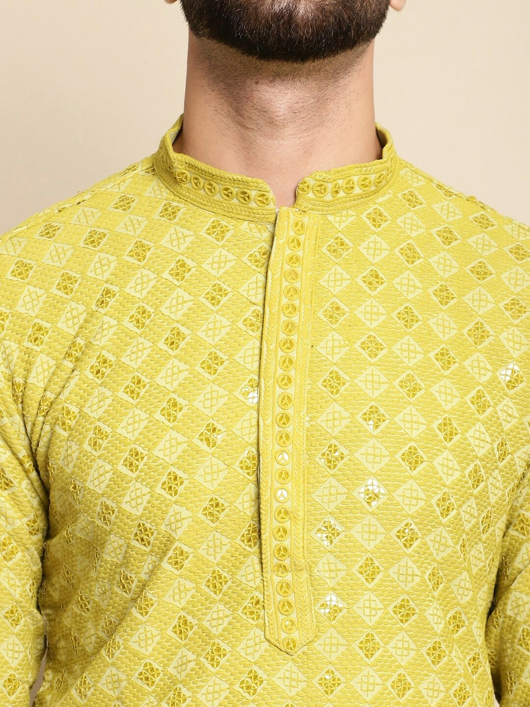 Men’s Green Embroidered Kurta with Churidar – Festive Classic