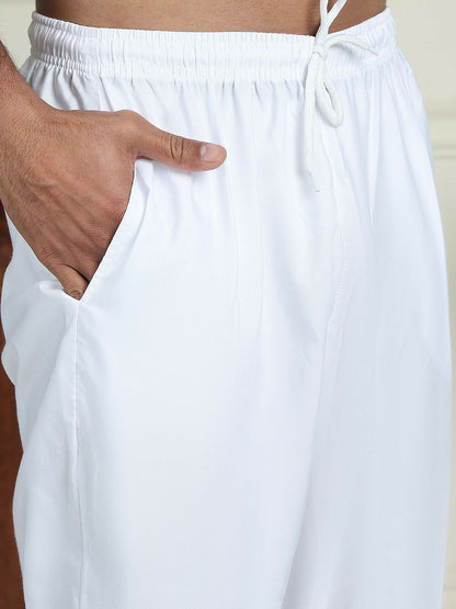 Men’s Teal Blue Embroidered Kurta with Trousers – Refined Festive Flair in Silver Accents