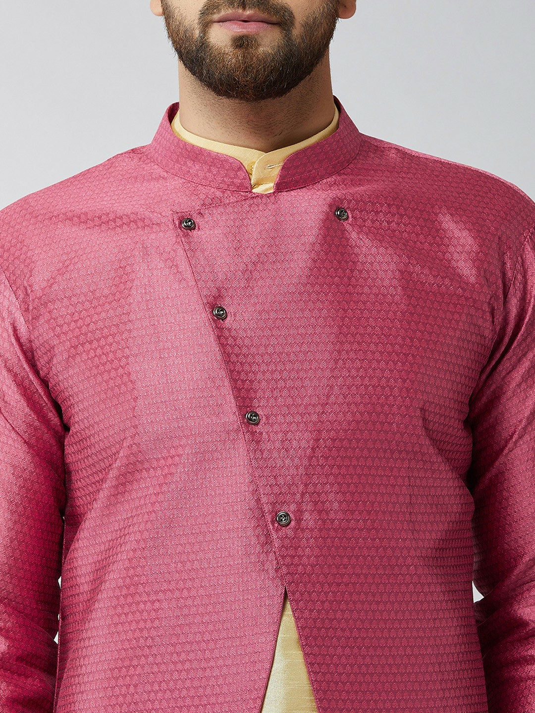 Men’s Gold-Toned & Pink Sherwani Set – Elegant Indian Wedding Wear | Indiaista