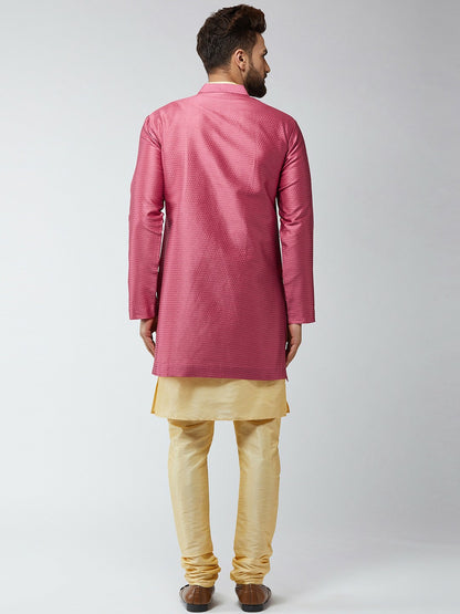 Men’s Gold-Toned & Pink Sherwani Set – Elegant Indian Wedding Wear | Indiaista