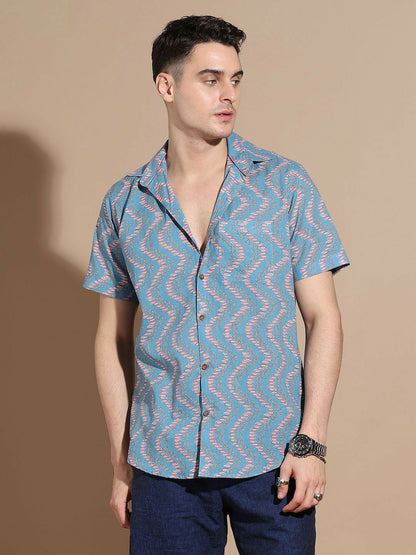 Men’s Smart Cutaway Collar Printed Cotton Casual Shirt – Stylish & Comfortable | Indiaista