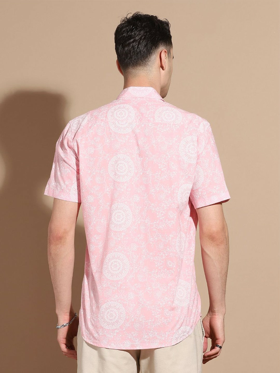 Buy Pink Opaque Casual Shirt for Men – Smart Floral Printed Cotton Shirt | Indiaista