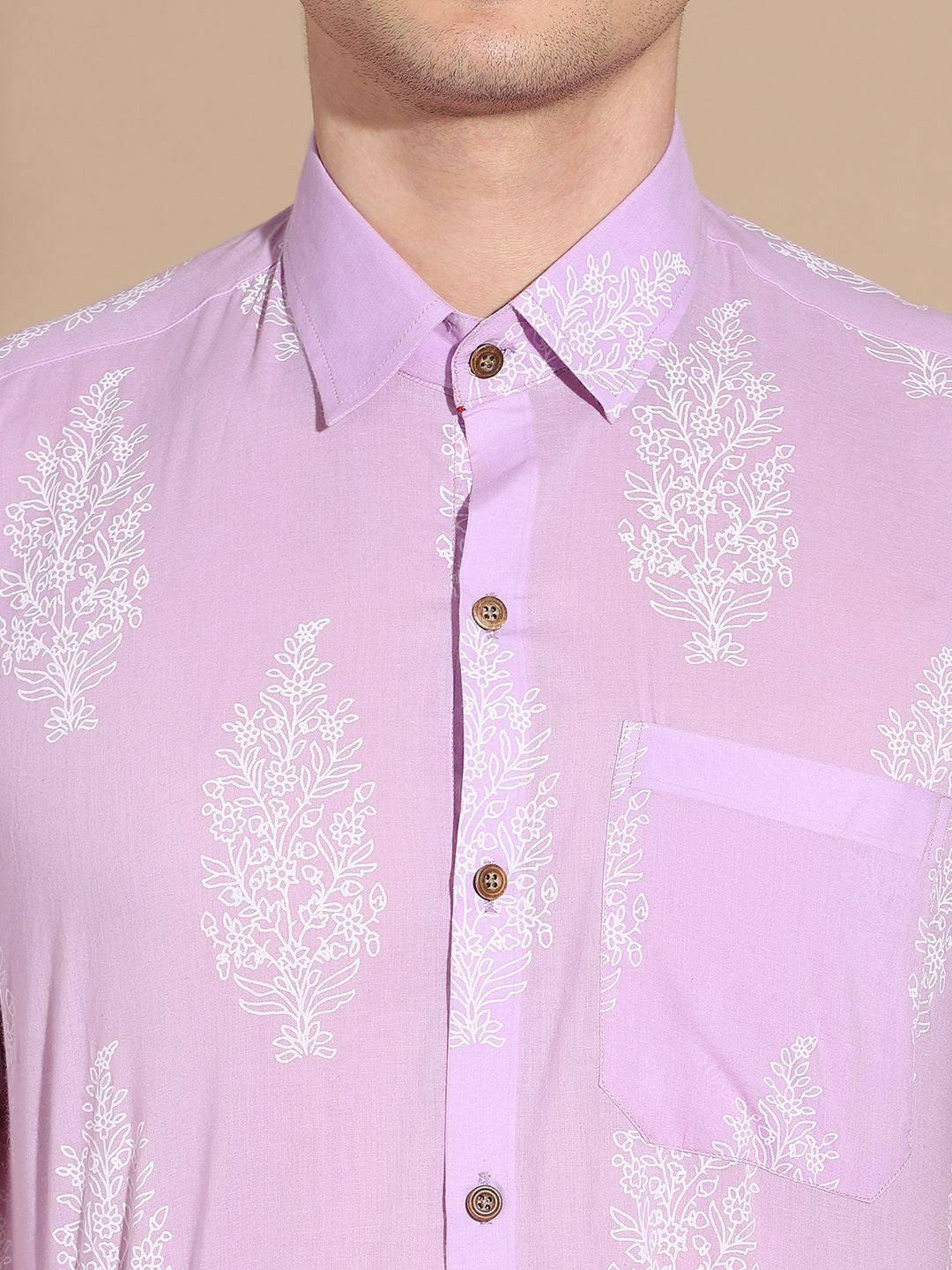 Buy Purple Opaque Casual Shirt for Men – Smart Floral Printed Cotton Shirt | Indiaista