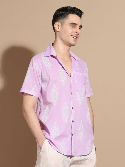 Buy Purple Opaque Casual Shirt for Men – Smart Floral Printed Cotton Shirt | Indiaista