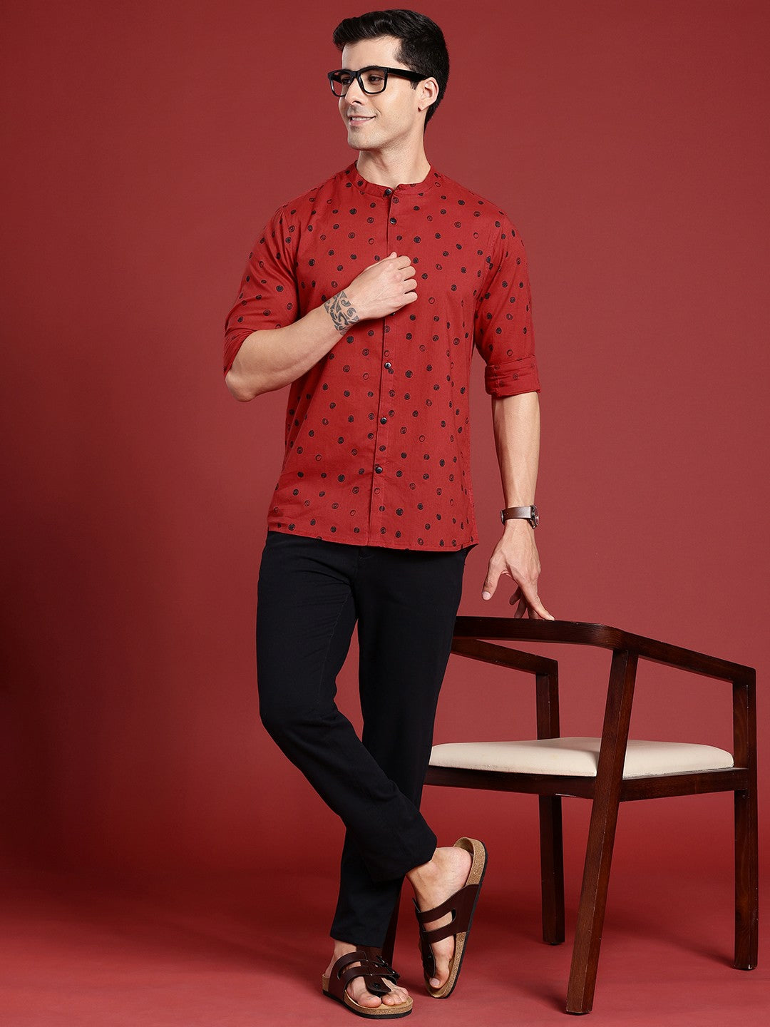 Buy Pure Cotton Geometric Printed Casual Shirt for Men – Stylish & Comfortable | Indiaista