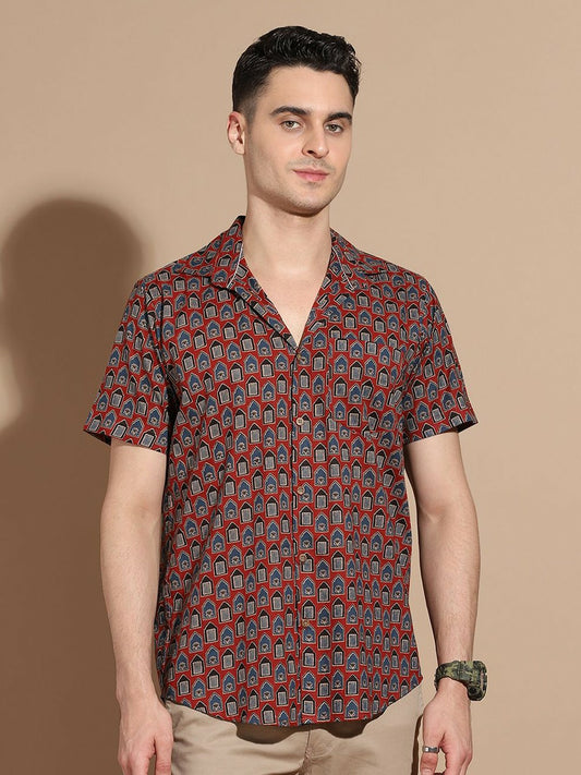 Buy Maroon Opaque Casual Shirt for Men | Smart Cutaway Collar Floral Printed Cotton Shirt – Indiaista