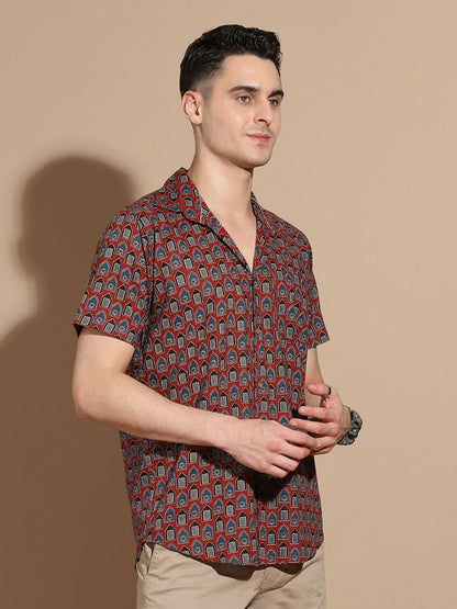 Buy Maroon Opaque Casual Shirt for Men | Smart Cutaway Collar Floral Printed Cotton Shirt – Indiaista