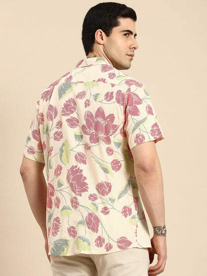 Buy Men’s Floral Printed Casual Shirt – Spread Collar, Short Sleeves | Indiaista