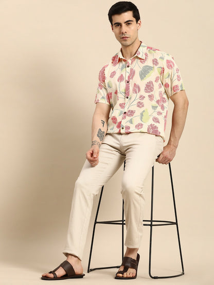 Buy Men’s Floral Printed Casual Shirt – Spread Collar, Short Sleeves | Indiaista