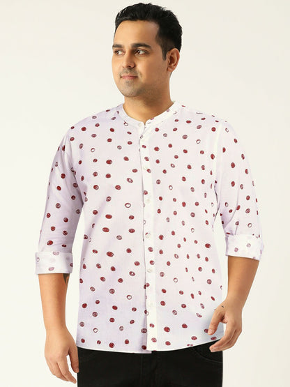 White Geometric Printed Pure Cotton Casual Shirt for Men – Stylish & Comfortable | Indiaista