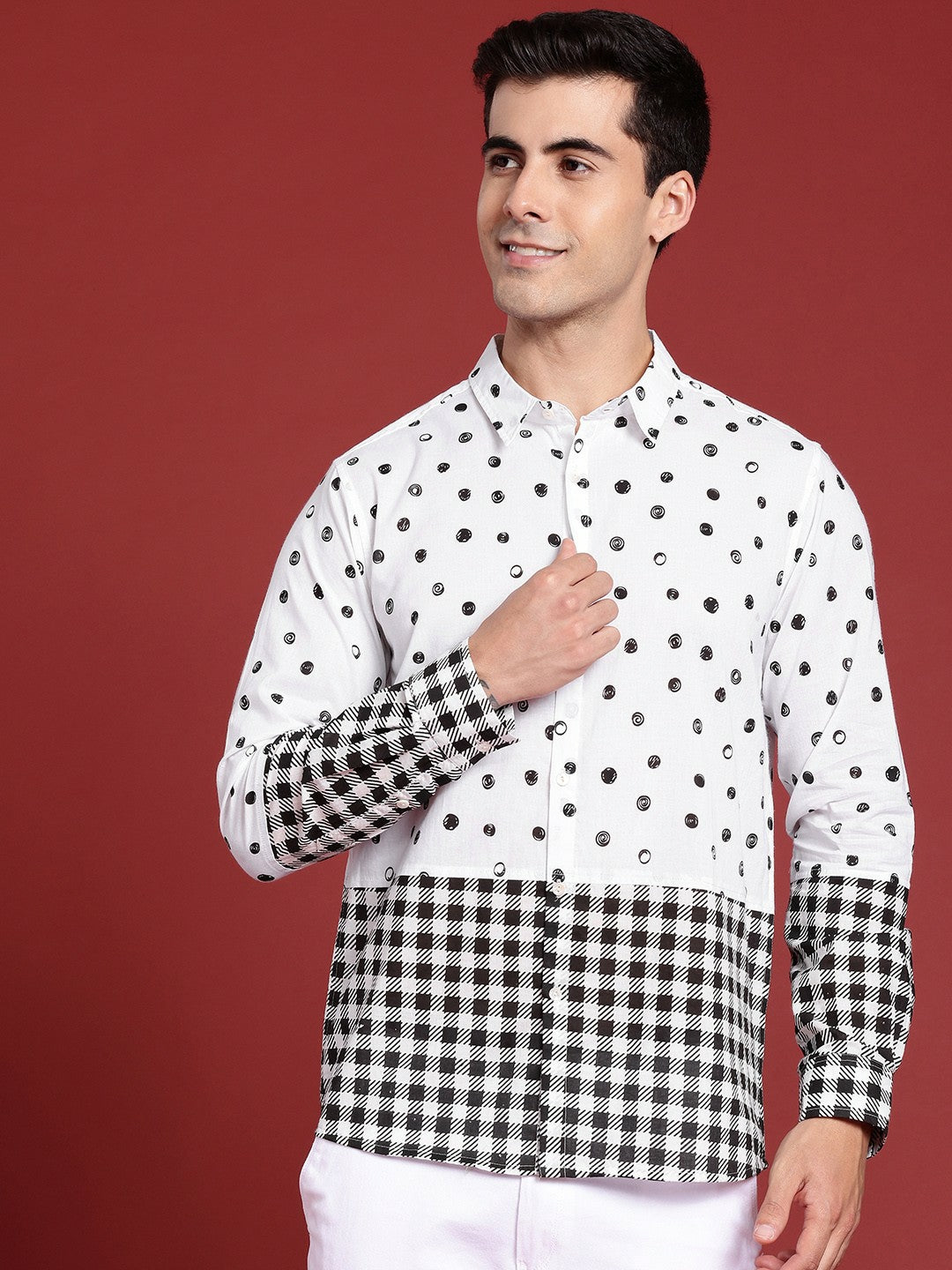 Geometric Printed Pure Cotton Casual Shirt for Men – Stylish & Comfortable | Indiaista