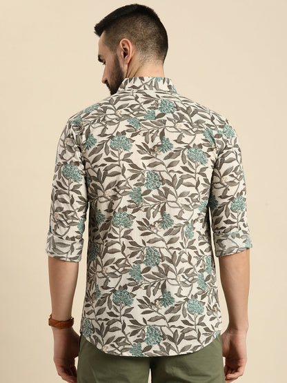 Buy Grey Floral Printed Pure Cotton Casual Shirt for Men – Relaxed Fit | Indiaista