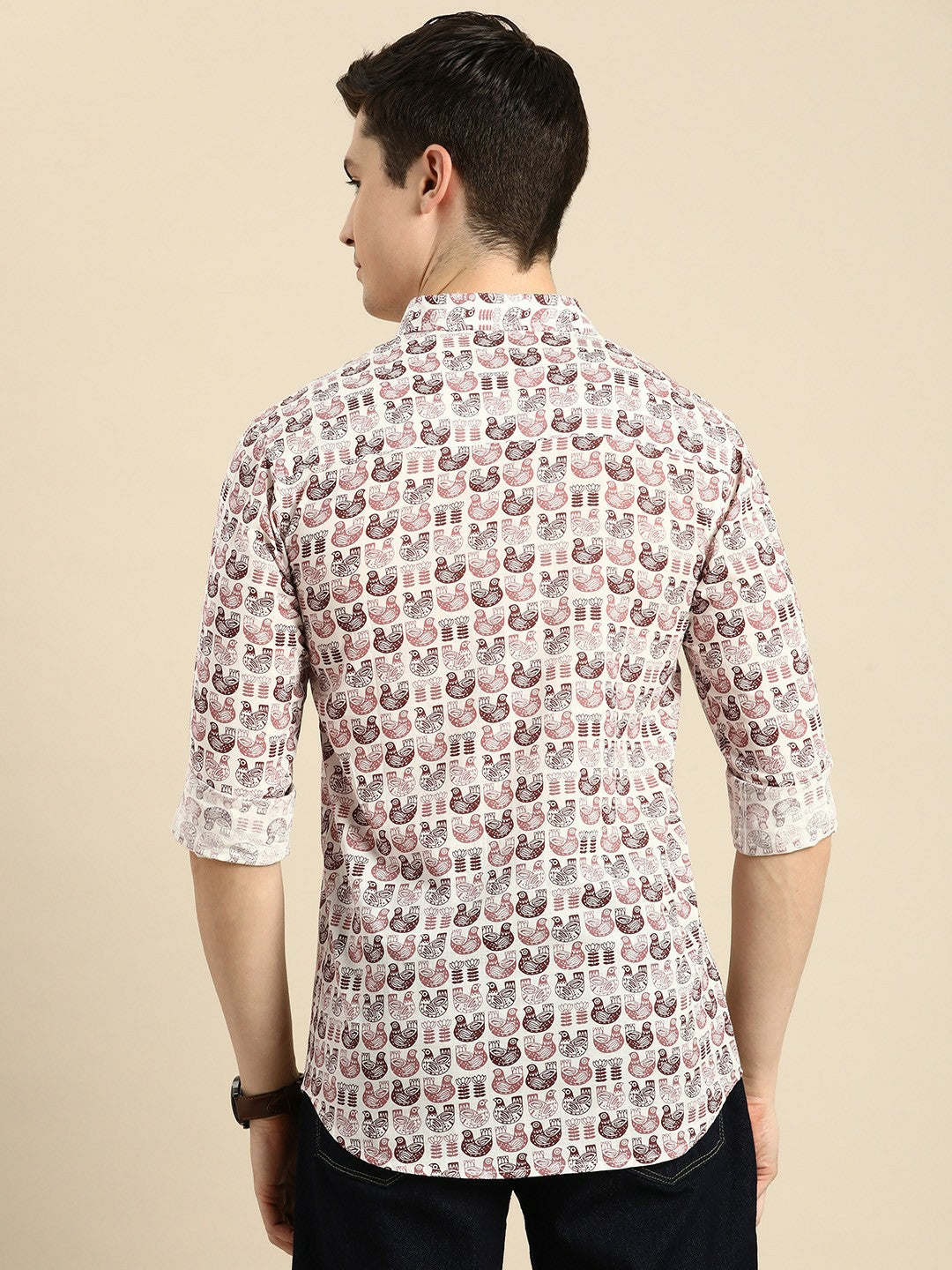 Buy Men’s White Conversational Printed Cotton Casual Shirt – Relaxed Fit | Indiaista