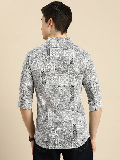 Men’s Relaxed Fit Ethnic Motifs Printed Cotton Casual Shirt – Stylish & Comfortable