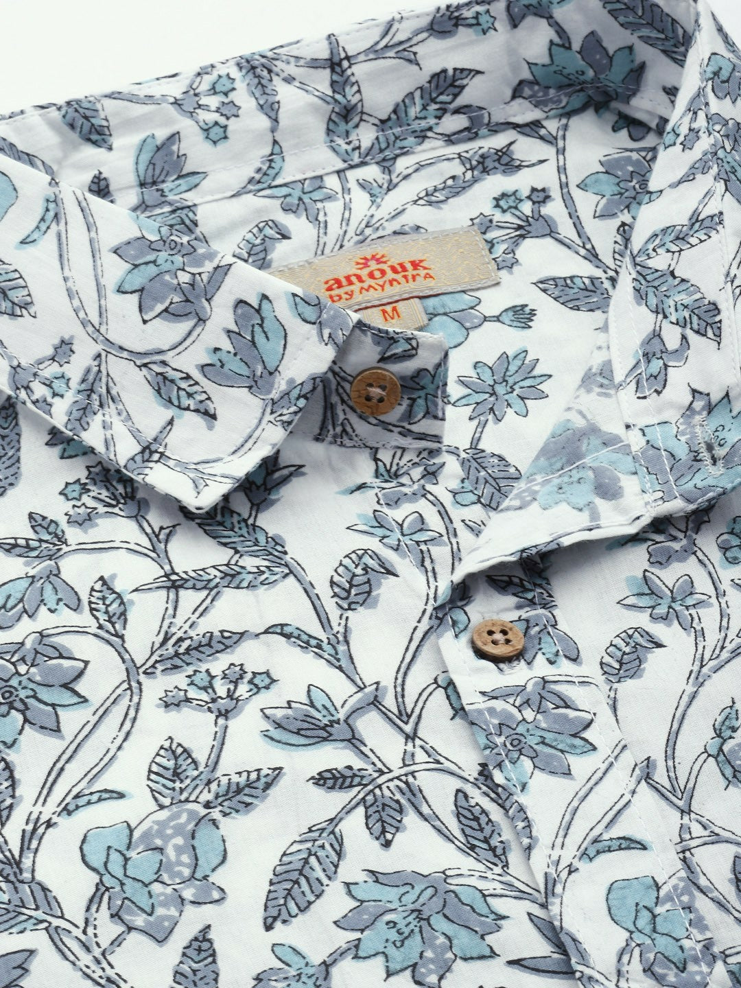 Buy Men’s Relaxed Floral Printed Pure Cotton Casual Shirt - White | Indiaista