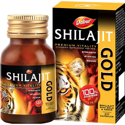 Dabur Shilajit Gold Capsules 20's - Ayurvedic Wellness & Vitality Boost | Indiaista.com