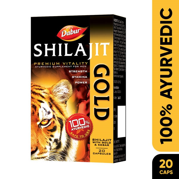 Dabur Shilajit Gold Capsules 20's - Ayurvedic Wellness & Vitality Boost | Indiaista.com