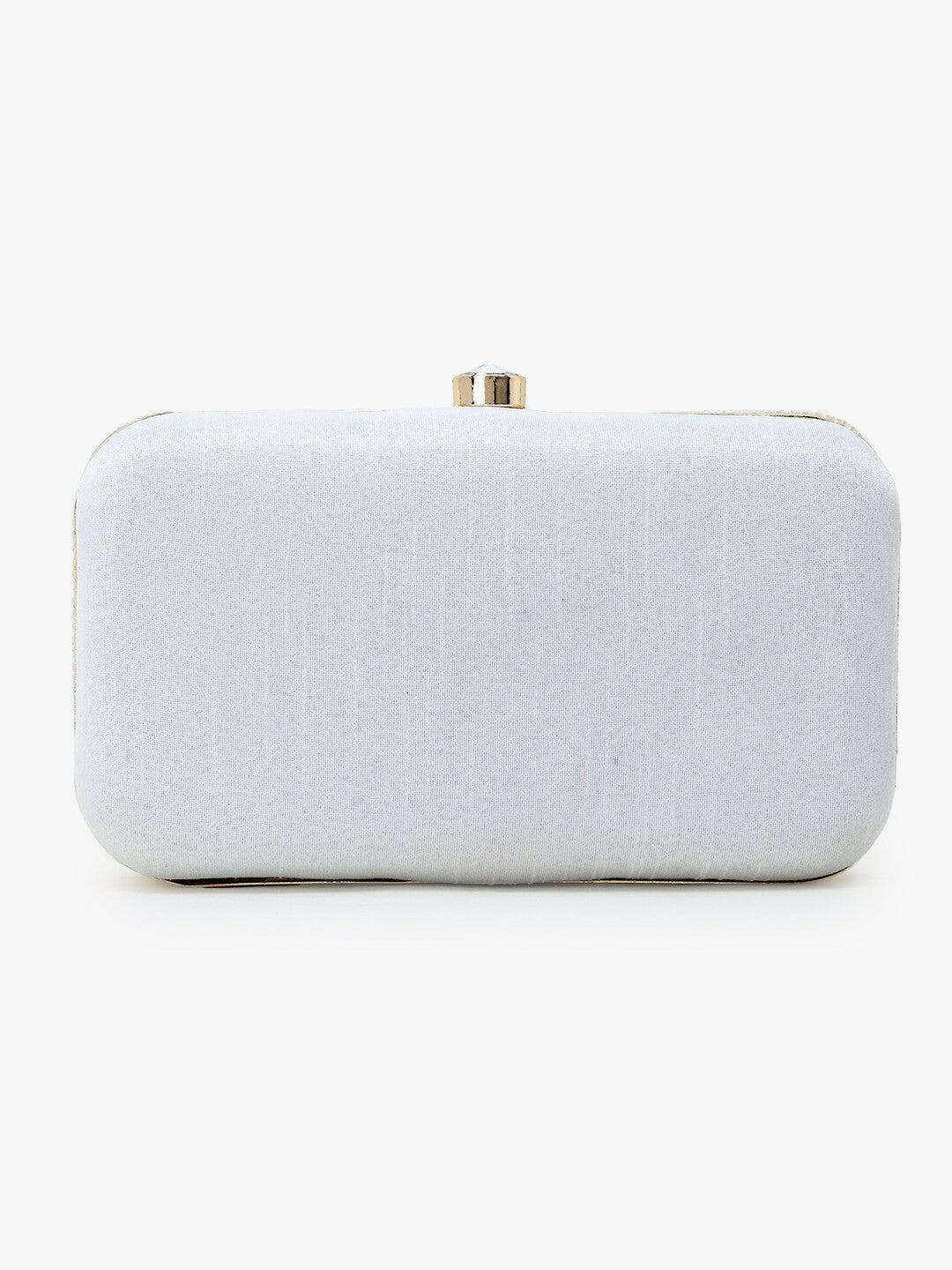 Gold-Toned & White Embellished Clutch – Stylish Evening Bag for Women