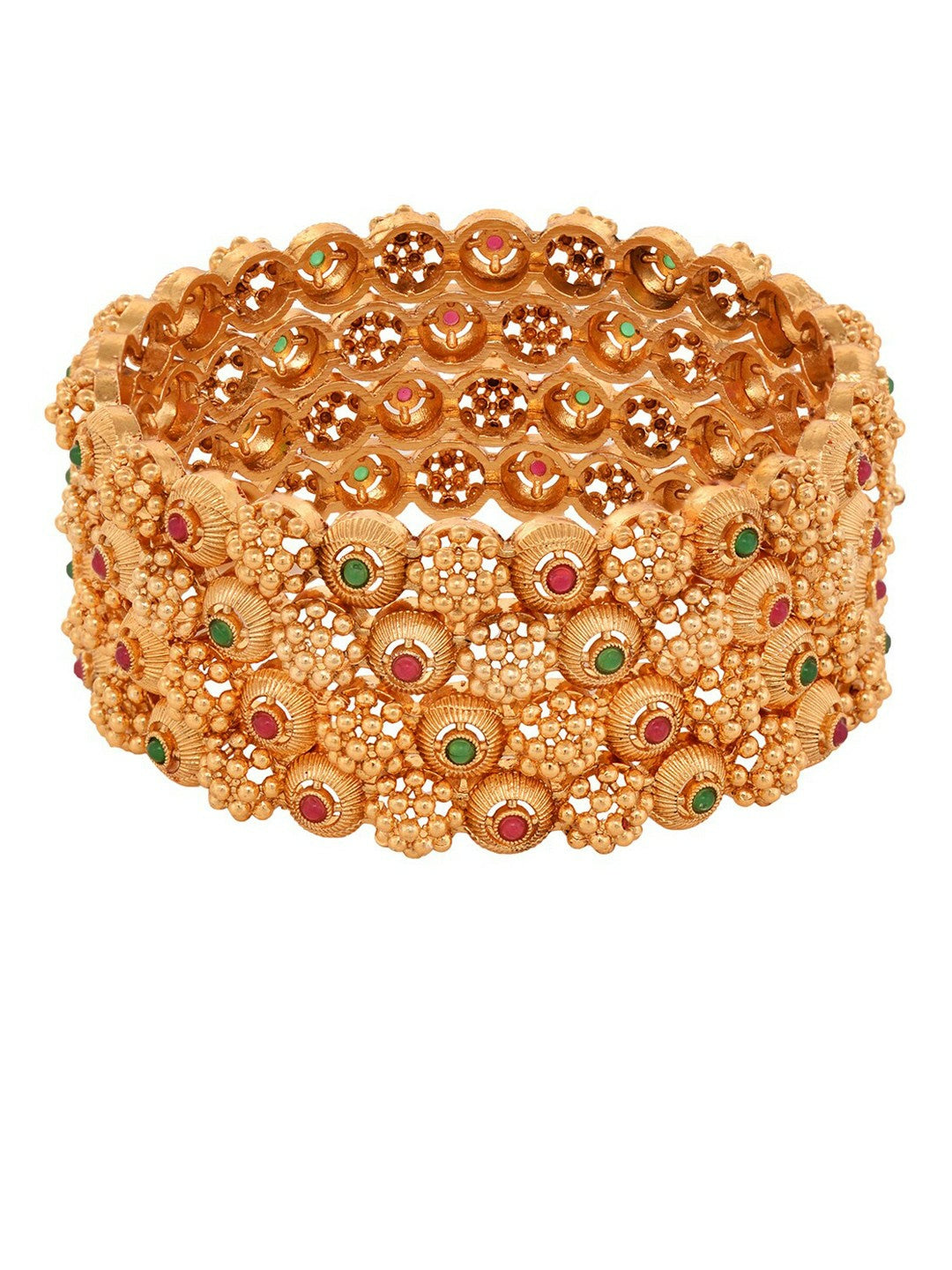 Elegant Set of 4 Gold-Plated & White Bangles with American Diamonds – Indiaista