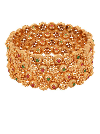 Elegant Set of 4 Gold-Plated & White Bangles with American Diamonds – Indiaista
