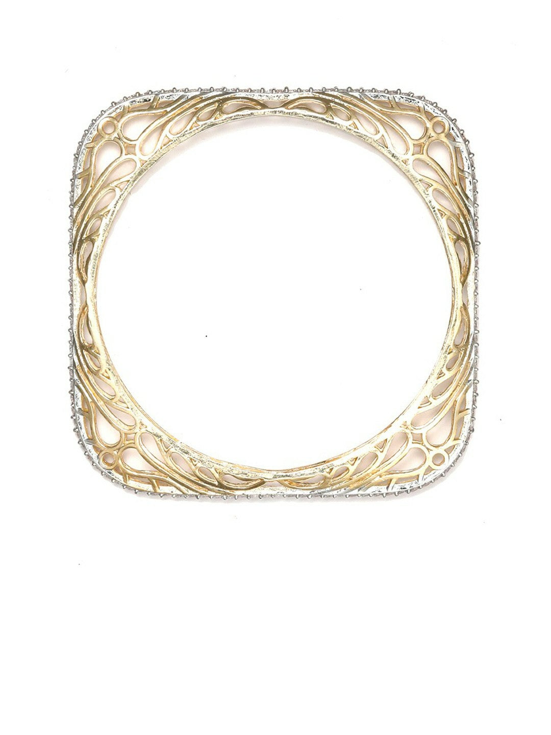 Elegant Set of 2 Gold-Plated Square Bangles with AD Stones – Indiaista