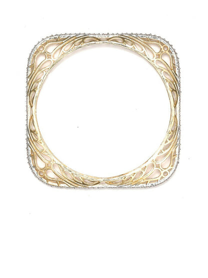 Elegant Set of 2 Gold-Plated Square Bangles with AD Stones – Indiaista