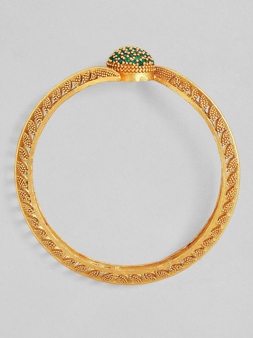 Elegant 22K Gold-Plated Bangles with Green AD Stones – Set of 2 | Indiaista