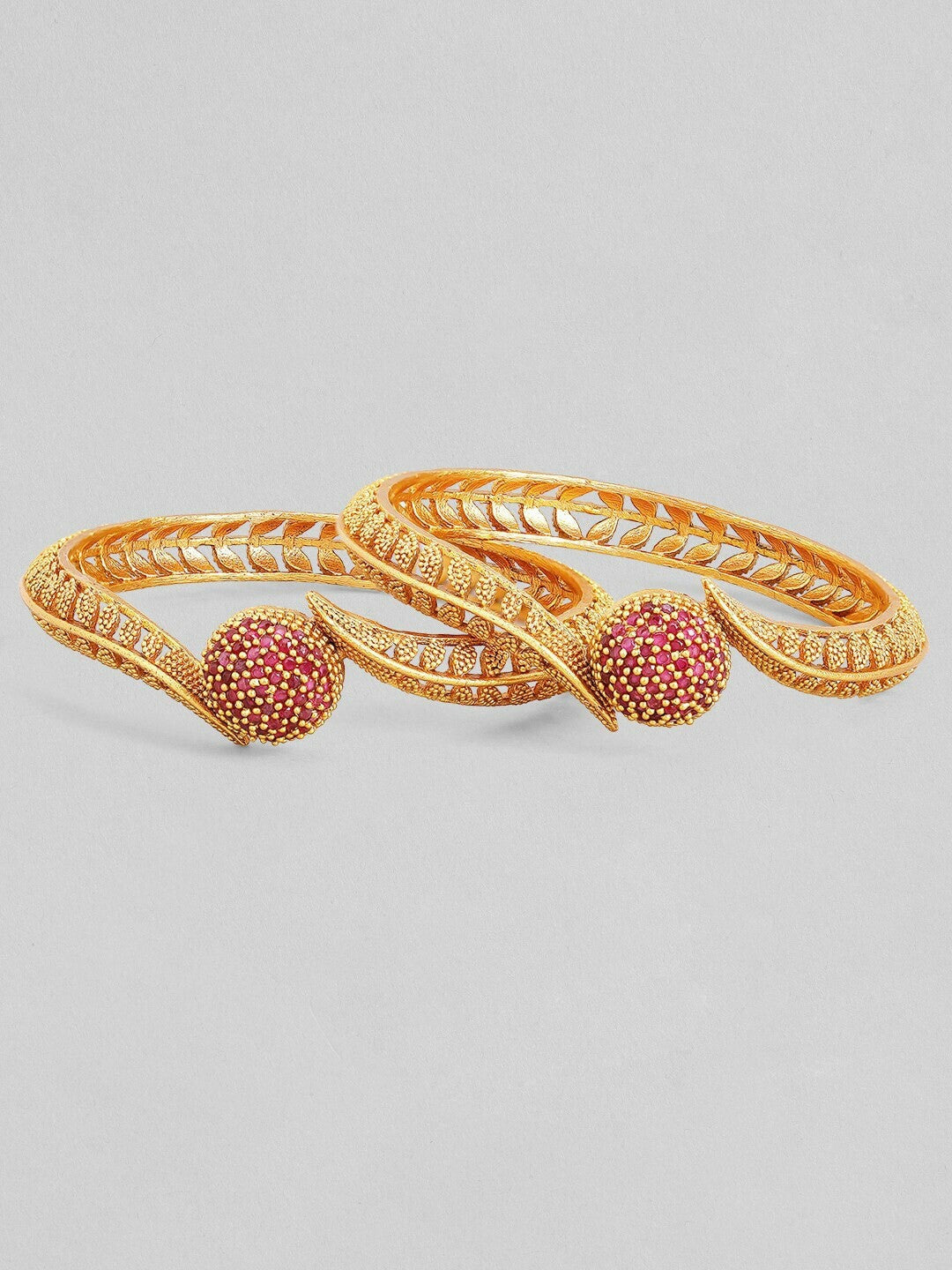 Elegant Gold-Plated Red Enamelled Bangles – Set of 2 | Indiaista