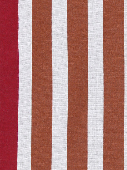 Red & Brown Striped Double Bedsheet Set – Soft Cotton Blend with 2 Pillow Covers (144 TC)