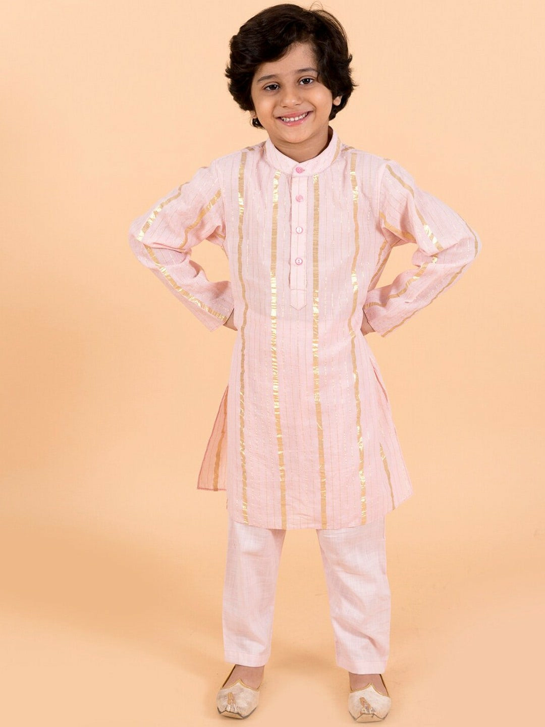 Buy Boys Pink Floral Kurta Set with Nehru Jacket – Ethnic Wear for Weddings & Festivals | Indiaista