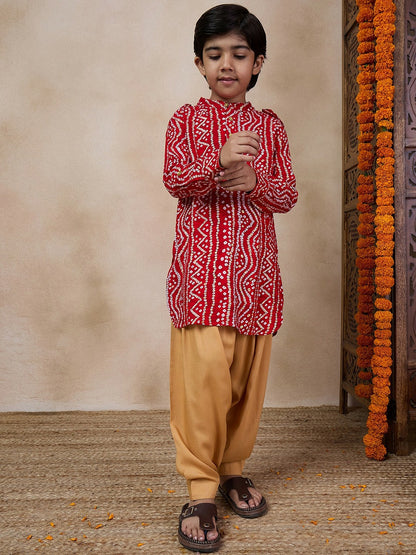 Boys Red Solid Kurta with Pyjama – Ethnic Indian Outfit for Weddings & Festivals