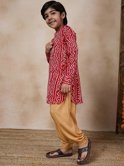 Boys Red Solid Kurta with Pyjama – Ethnic Indian Outfit for Weddings & Festivals