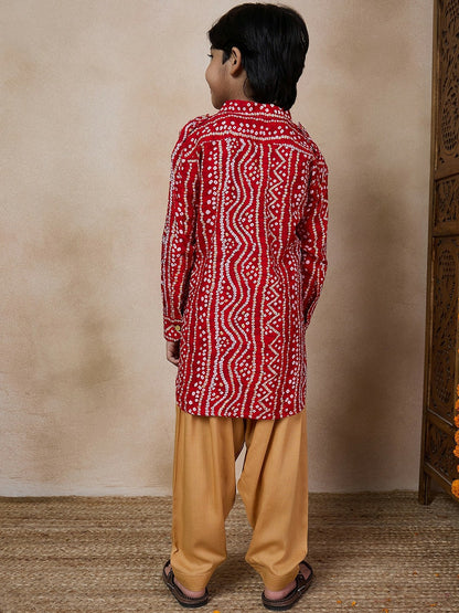 Boys Red Solid Kurta with Pyjama – Ethnic Indian Outfit for Weddings & Festivals