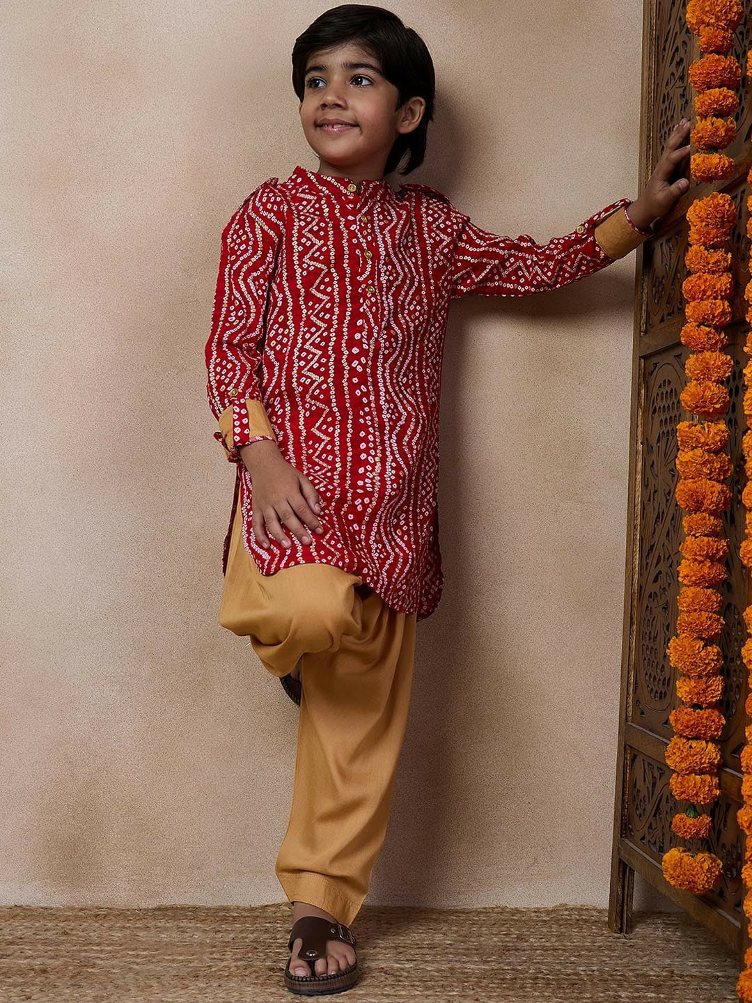 Boys Red Solid Kurta with Pyjama – Ethnic Indian Outfit for Weddings & Festivals