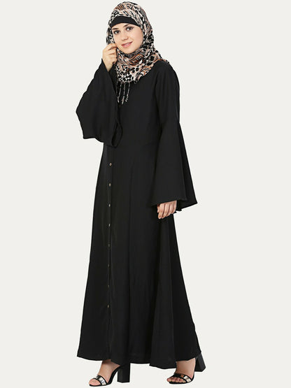 Black Solid Abaya Burqa – Modest & Elegant Islamic Wear for Women
