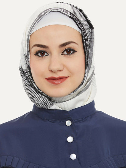 Navy Blue Solid Abaya Burqa – Modest Islamic Wear with Button Closure & Flared Hem