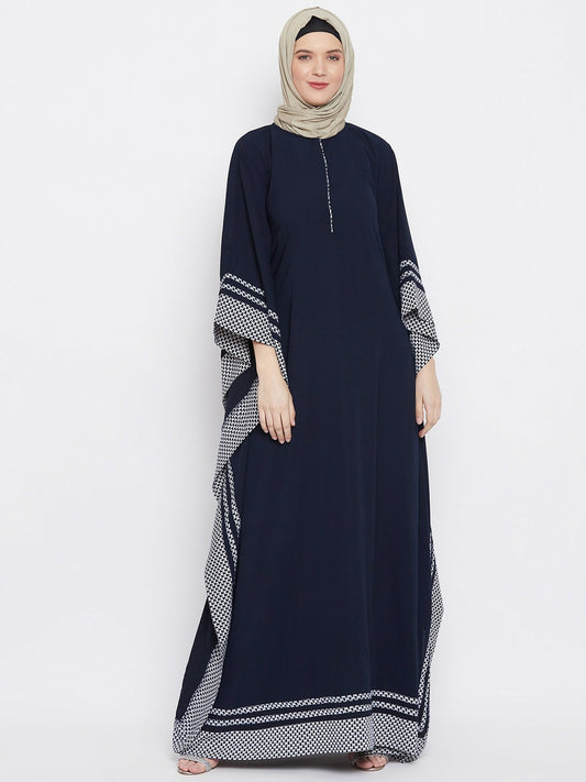 Navy Blue Longline Abaya Burqa for Women – Modest Islamic Wear with Long Sleeves