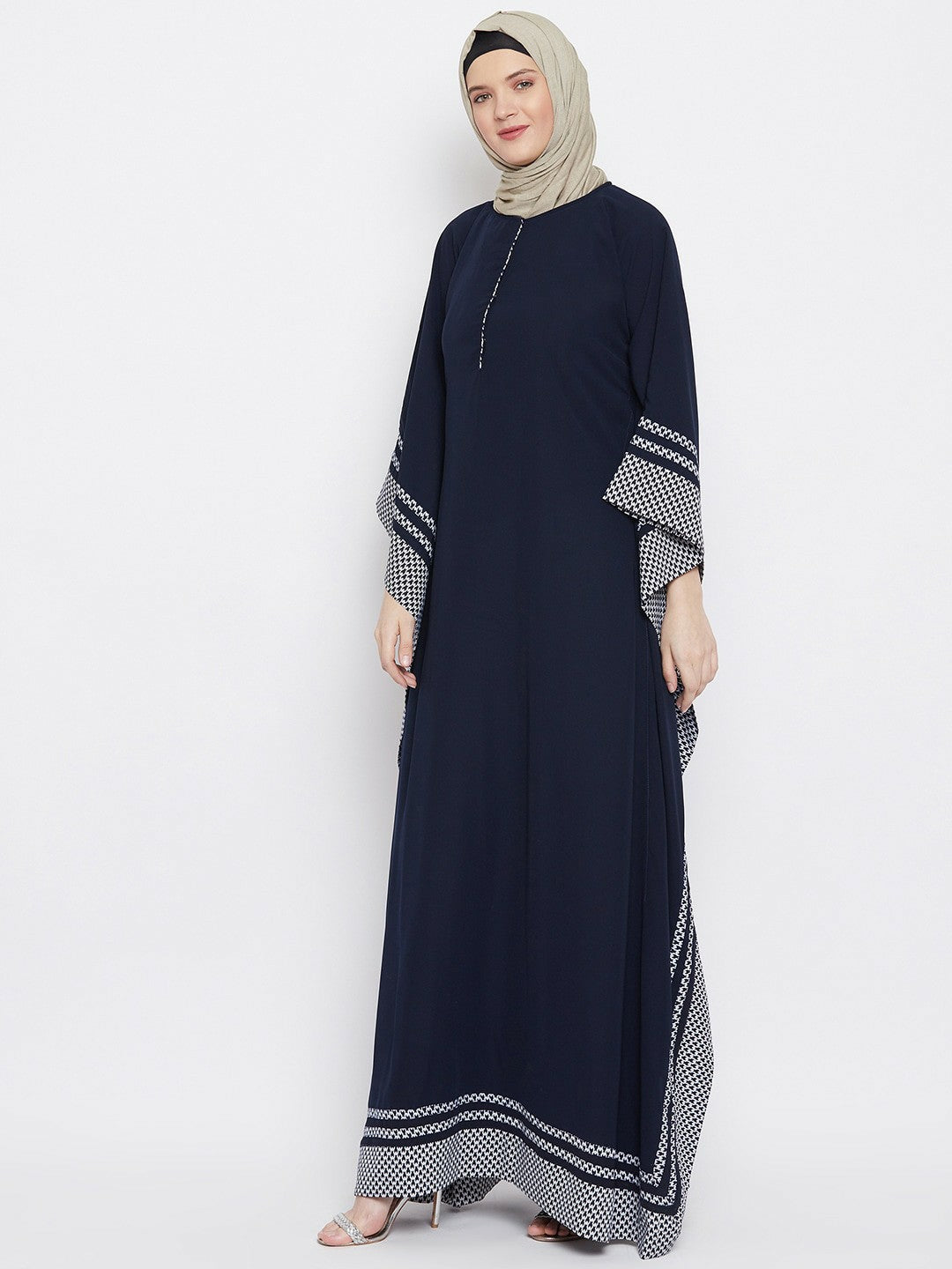 Navy Blue Longline Abaya Burqa for Women – Modest Islamic Wear with Long Sleeves