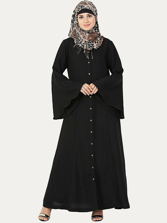 Black Solid Abaya Burqa – Modest & Elegant Islamic Wear for Women